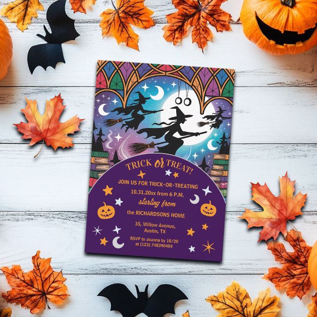 Invitation Sorcières en mission ou traitement Halloween (Créateur téléchargé)