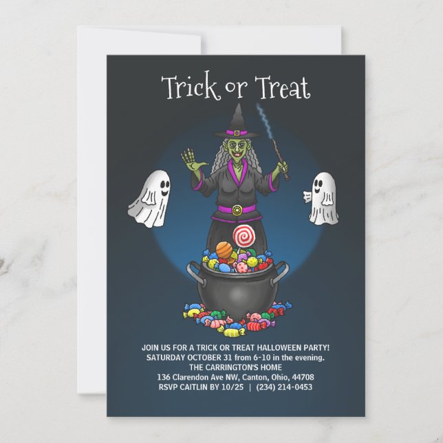 Invitation Sorcières et fantômes Trick ou traiter la fête d'H (Devant)