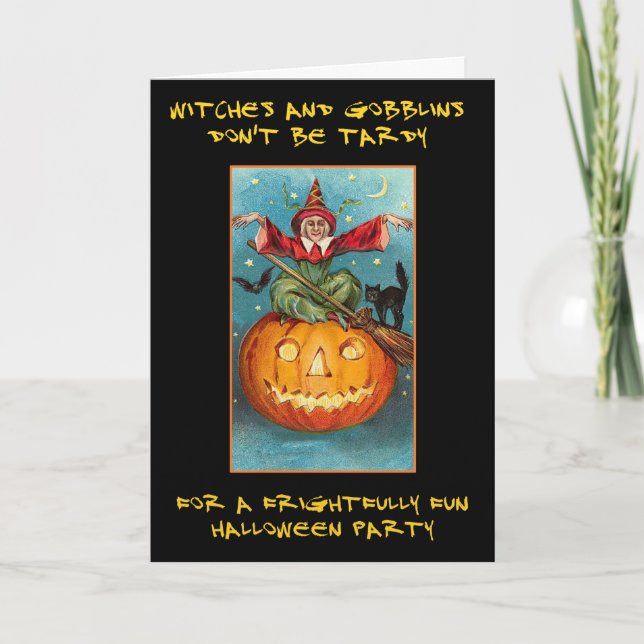 Invitation Sorcières et gobelins Texte sanglant Fête d'Hallow (Devant)