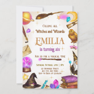 Invitation Sorcières et sorcières Fille Anniversaire Fête mag