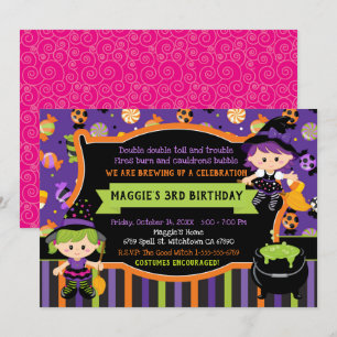 Invitation Sorcières fête d'anniversaire d'Halloween