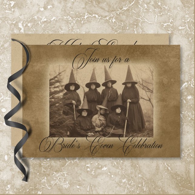 Invitation Sorcières gothiques vintages Fête des mariées d'Ha (Vintage Gothic Witches Novelty Bridal Shower Invitation)