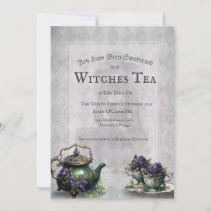Invitation Sorcières Gris Léger Thé Enchantant Brew Invitatio