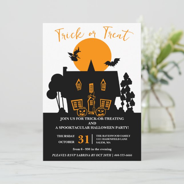 Invitation Sorcières Trick ou traiter la fête d'Halloween (Debout devant)