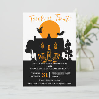 Invitation Sorcières Trick ou traiter la fête d'Halloween