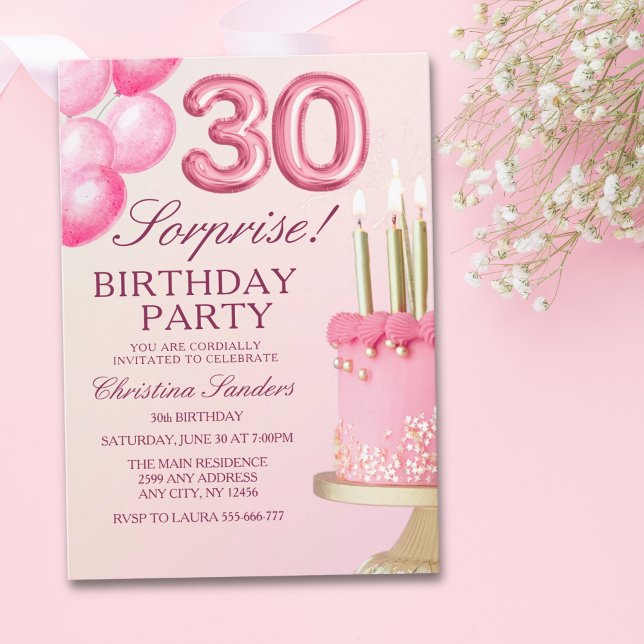 Invitation Sorprise Birthday Party 30th Birthday with Numers  (Créateur téléchargé)