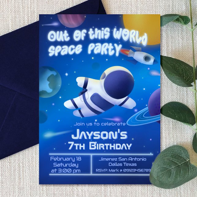 Invitation Sortez de ce World Space Party (Out of this World Space Party Invitation)