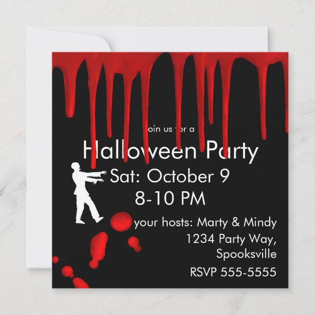 Invitation SORTEZ-VOUS ET ÉTEVEZ L'Halloween sanglant (Devant)