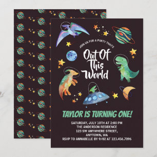 Invitation Sortie De Ce Monde Dinosaure Espace Galaxy Anniver