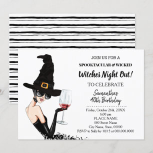 Invitation Sortie de nuit de sorcières à la fête d'anniversai