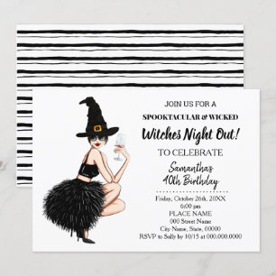 Invitation Sortie de nuit de sorcières à la fête d'anniversai