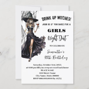 Invitation Sortie de nuit sorcières Halloween fête d'annivers