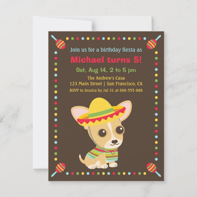 Invitation Sote Chihuahua Fête mexicaine Anniversaire de enfa (Devant)