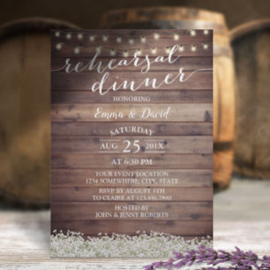 Invitation Souffle de bébé Dîner de répétition Mariage rustiq