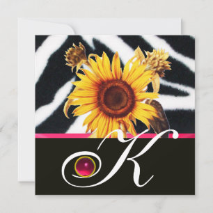 INVITATION SOUFFLE, ROSE NOIR BLANC ZEBRA MONOGRAMME DE FOURR