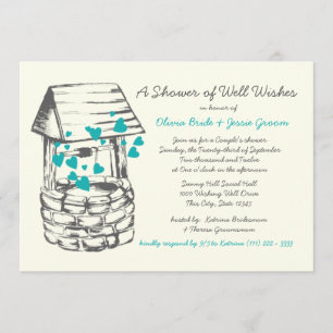 Invitation Souhaitez bien Couples Douche Coeurs Turquoise