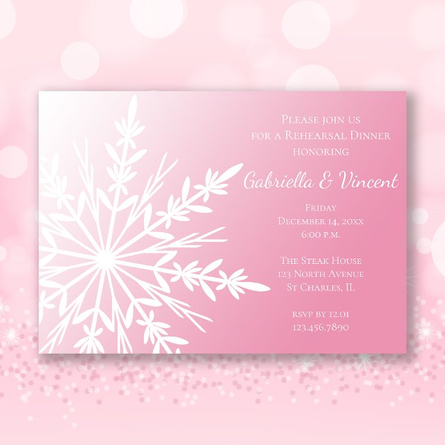 Invitation Souper de la répétition de mariage d'hiver Pink Sn (Créateur téléchargé)
