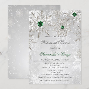 Invitation Souper de répétition hivernale Emerald Green Snowf