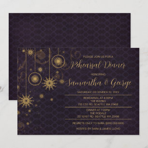 Invitation Souper de répétition hivernale Gold Purple Snowfla