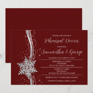Invitation Souper de répétition hivernale Silver Red Snowflak