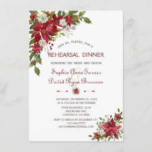 Invitation Souper de répétition Rouge Blanc Poinsettia