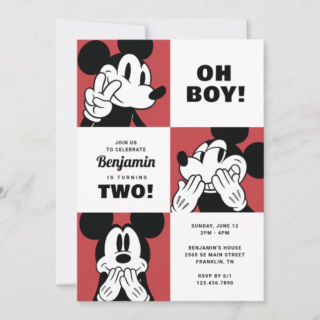 Invitation Souris classique Mickey Colorblock Anniversaire (Devant)