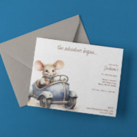 Souris d'aquarelle mignonne dans Blue Kid's Birthd
