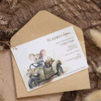 Souris d'aquarelle mignonne en Baby shower de voit