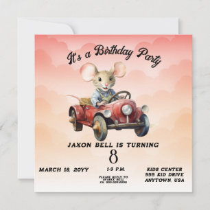 Invitation Souris de conduite Garçon 8 ans Anniversaire