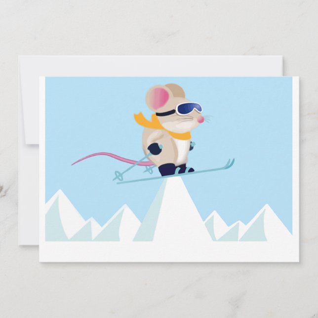 Invitation Souris de patrouille de ski dans les Alpes (Devant)