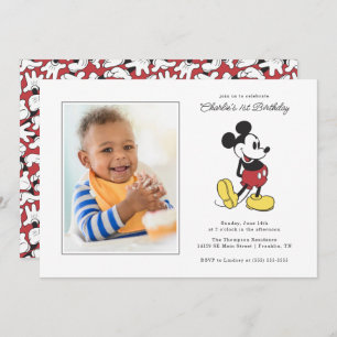Invitation Souris Mickey moderne simple Anniversaire - Photo