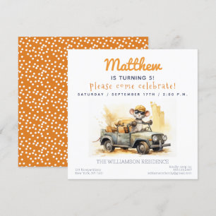 Invitation Souris mignonne dans une voiture Anniversaire de e