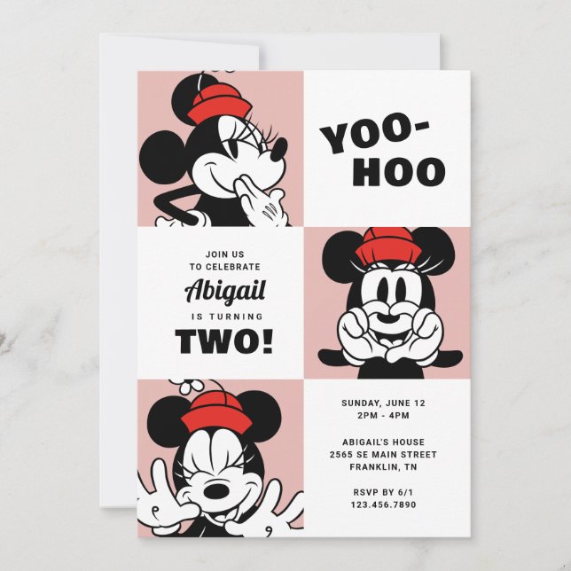 Invitation Souris Minnie classique Colorblock Girls Anniversa (Devant)