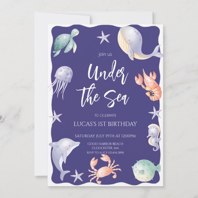 Invitation Sous la fête d'anniversaire du Sea Boy (Devant)