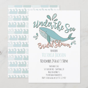 Invitation Sous la Fête de l'mariée des baleines marines