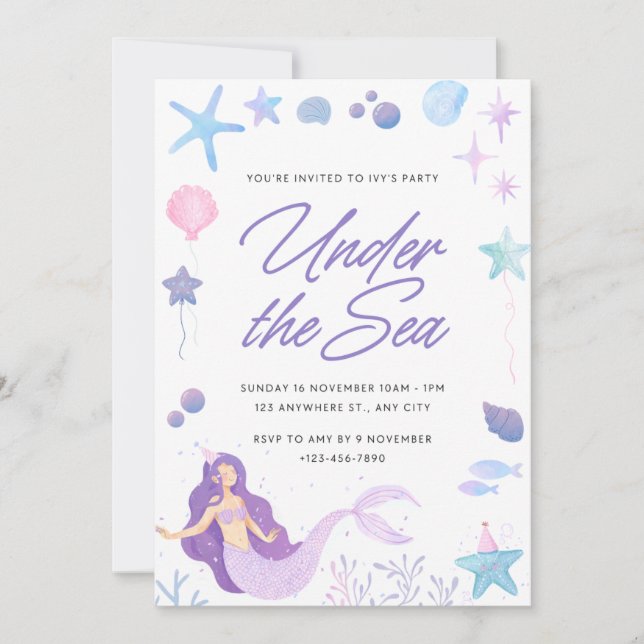 Invitation Sous la mer (Devant)
