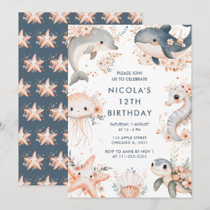 Invitation Sous la mer Animaux fête d'anniversaire