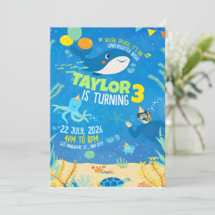 Invitation Sous la mer Anniversaire, Ocean Animals Birthday P