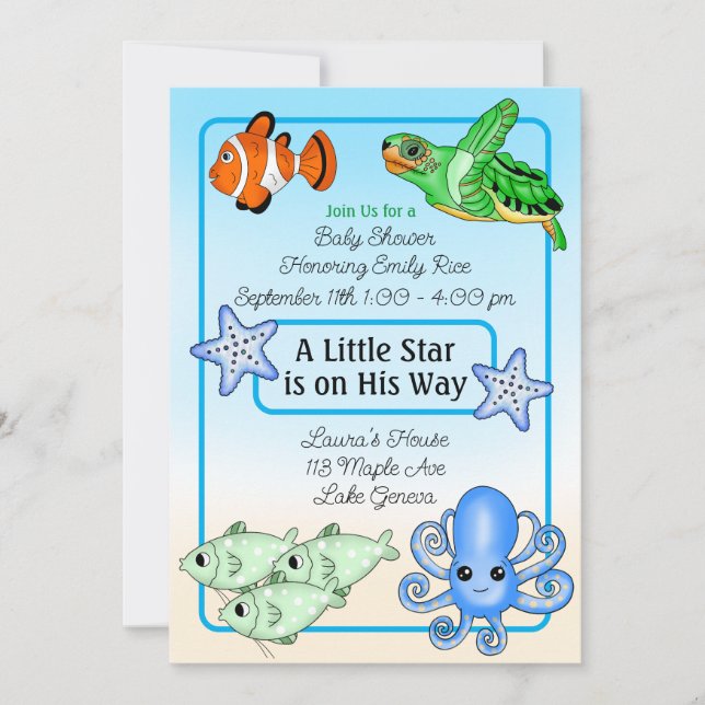 Invitation Sous la mer | Baby Sea Creatures Baby shower (Devant)