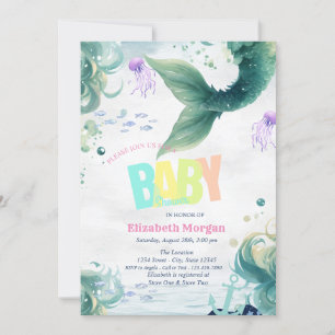 Invitation Sous la mer, Baby shower de la Queue de Sirène