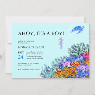 Invitation Sous la mer Baby shower nautique garçon moderne