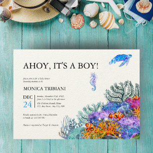 Invitation Sous la mer Baby shower nautique garçon moderne In