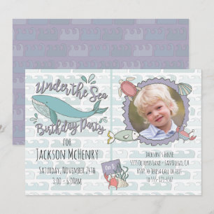 Invitation Sous la mer Baleine photo de la fête d'anniversair
