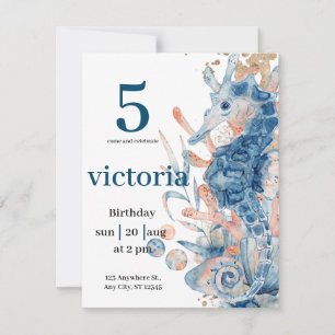 Invitation Sous la mer Blue Beach Baleine Baby Shower