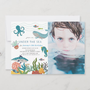Invitation Sous la mer Créatures Marine Vie Anniversaire Phot