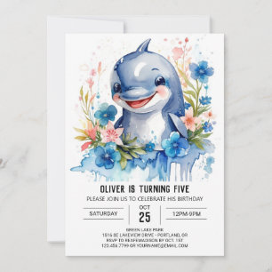 Invitation Sous la mer Dauphin délice Anniversaire