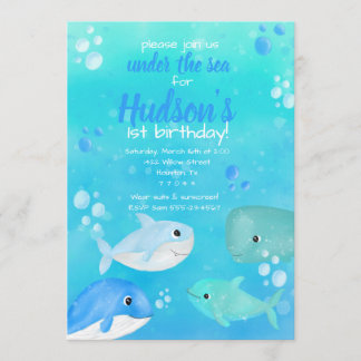 Invitation Sous la mer fête d'anniversaire animaux de mer