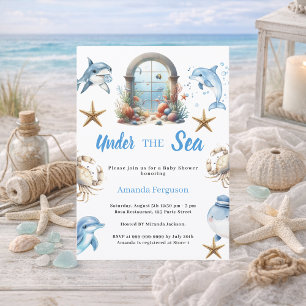 Invitation Sous la mer Fête de bébé garçon Baignade d'animaux