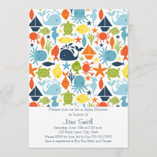 Invitation Sous la mer, le Baby shower Ocean Creatures
