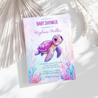 Sous la mer mignonne tortue baby shower rose pourp
